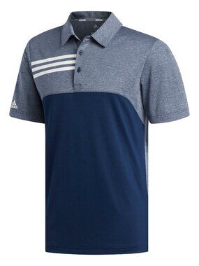 adidas 'Collegiate Navy/Grey' Two Heather Heathered Colorblock 3-Stripes Polo